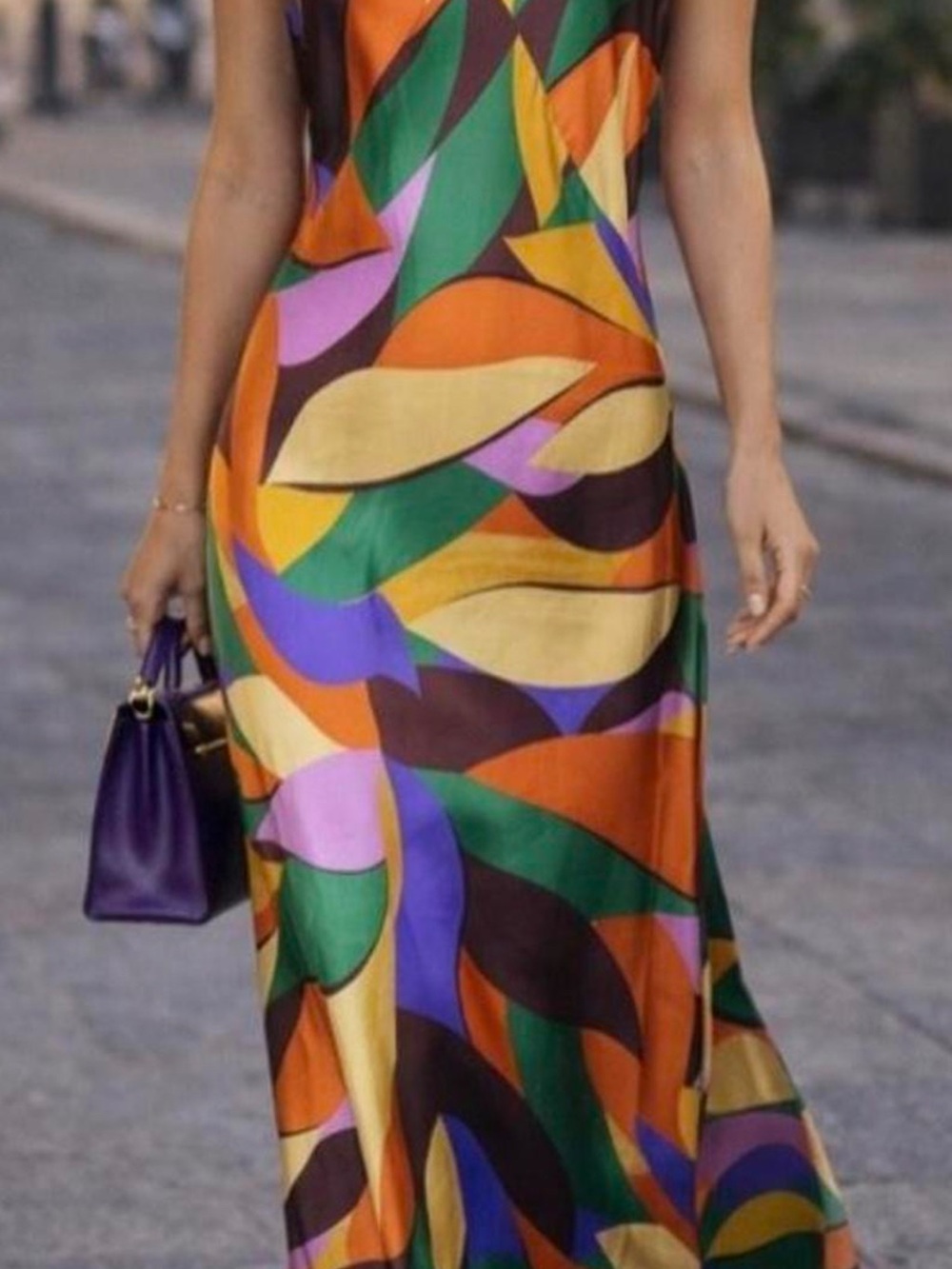Joie Multicolor Abstract Leaf-Print V-Neck Maxi Dress Size L - Picture 9 of 10